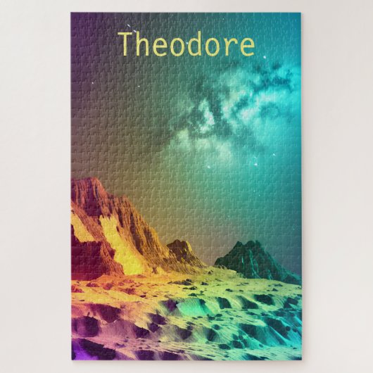 Neon Cosmic Mountain Range Legpuzzel (Verticaal)