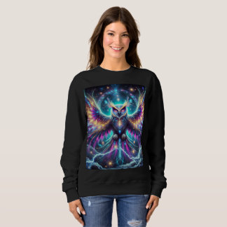 Neon Cosmic Owl T-shirt ontwerp.