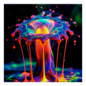 Neon Cosmic Splash – Vibrant Abstract Fantasy Art Perfect Poster (Voorkant)