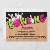 Neon, Cosmo Bowling Birthday Uitnodigingen (Voorkant)