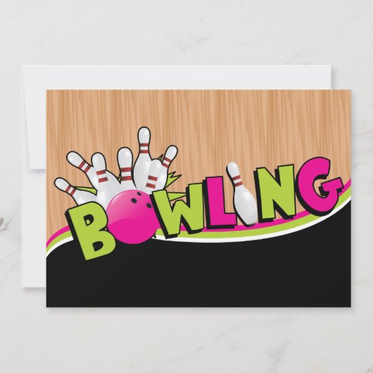 Neon, Cosmo Bowling Birthday Uitnodigingen (Achterkant)