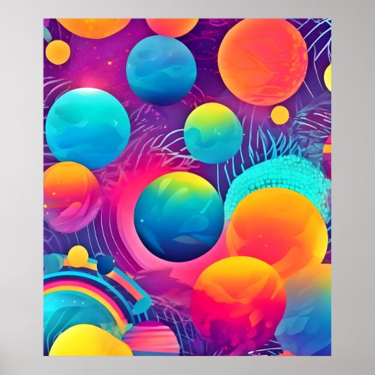 Neon Cosmos Abstract Design Poster (Voorkant)