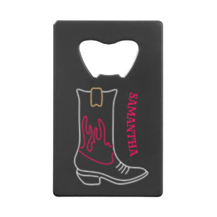 Neon Cowboy Boot naam Creditkaart Flessenopener