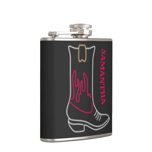 Neon Cowboy Boot naam Heupfles (Rechts)