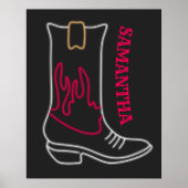 Neon Cowboy Boot naam Poster (Voorkant)