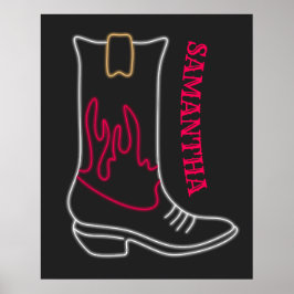 Neon Cowboy Boot  naam Poster