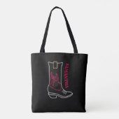Neon Cowboy Boot  naam Tote Bag (Achterkant)