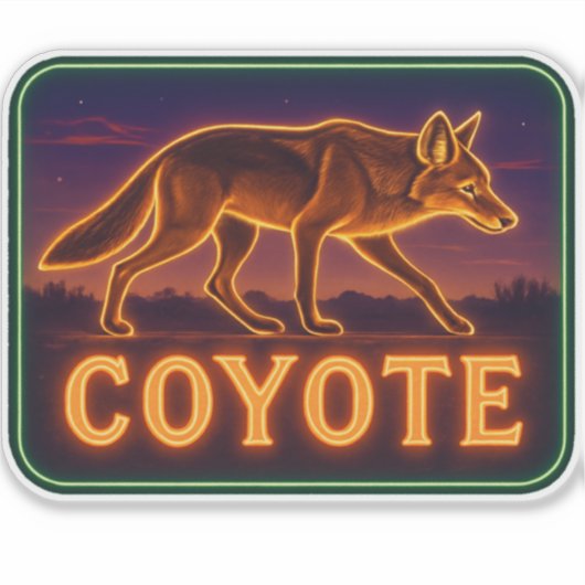 Neon Coyote Sticker (Voorkant)