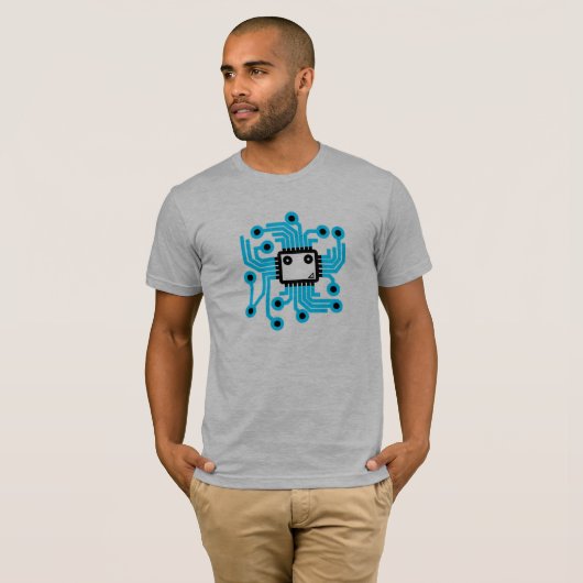 Neon CPU computerchip T-shirt (Voorkant volledig)