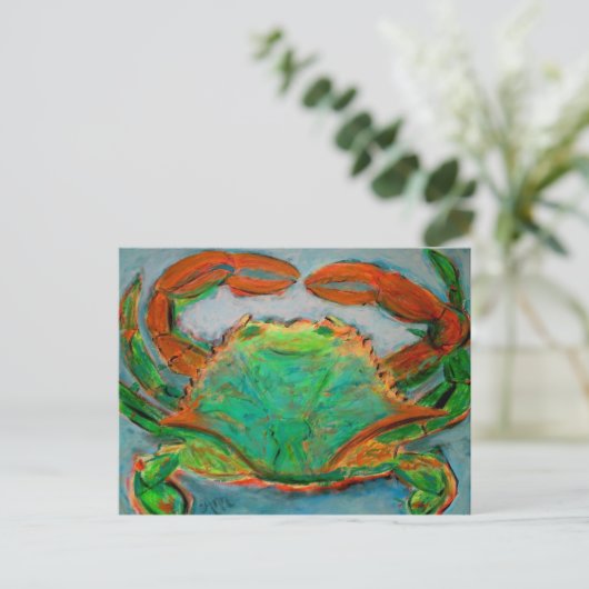 Neon Crab Briefkaart (Staand voorkant)