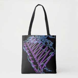 NEON CRANE OPERATOR CRANE NORTH AMERICA MAP NEON TOTE BAG