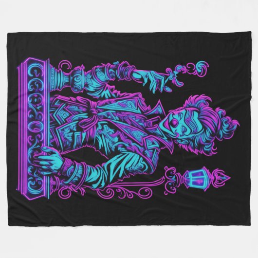 Neon Creeper Roze en Turquoise Fleece Deken (Voorkant (Horizontaal))