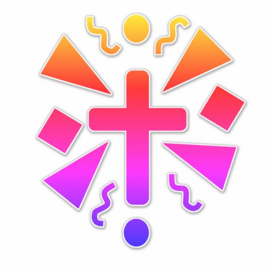 Neon Cross Faith Text Car Sticker (Voorkant)