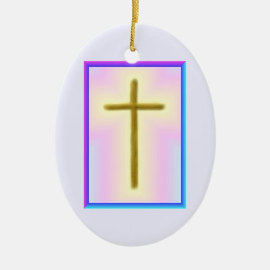 Neon Cross Keramisch Ornament (Voorkant)