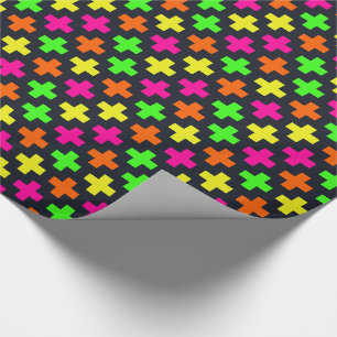 Neon Crosses op Blue-Black Cadeaupapier