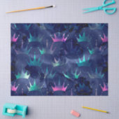 Neon Crowns op Abstracte blauwe ontkoppeling Tissuepapier (Craft)