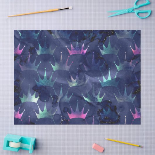 Neon Crowns op Abstracte blauwe ontkoppeling Tissuepapier (Craft)