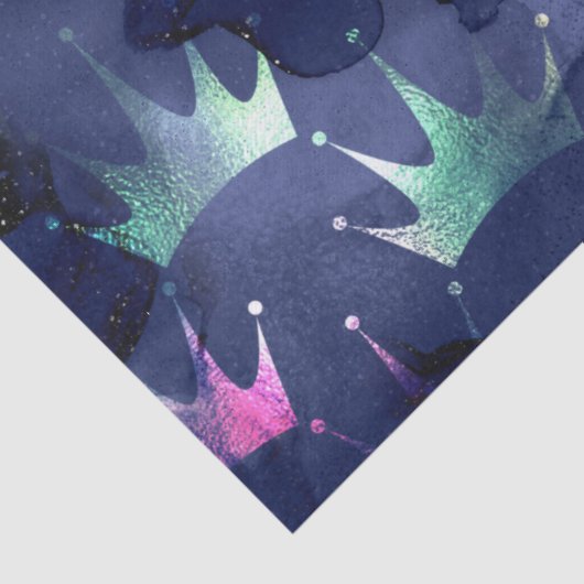 Neon Crowns op Abstracte blauwe ontkoppeling Tissuepapier (Detail)