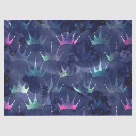 Neon Crowns op Abstracte blauwe ontkoppeling Tissuepapier (Voorkant)