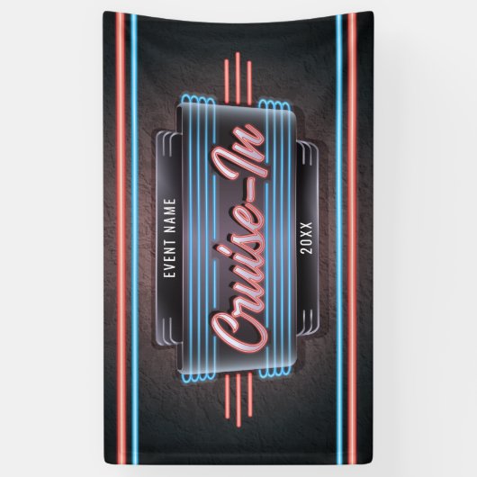 Neon Cruise-in-banner Spandoek (Verticaal)