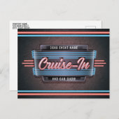Neon Cruise-in-Briefkaart uitnodiging (Voorkant / Achterkant)