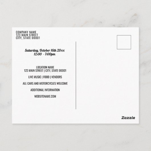 Neon Cruise-in-Briefkaart uitnodiging (Achterkant)