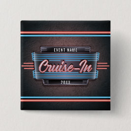 Neon Cruise-in-Button Vierkante Button 5,1 Cm