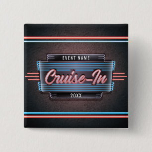 Neon Cruise-in-Button Vierkante Button 5,1 Cm