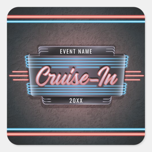 Neon Cruise-In Sticker (Voorkant)