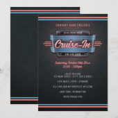 Neon Cruise-in-uitnodiging Kaart (Voorkant / Achterkant)