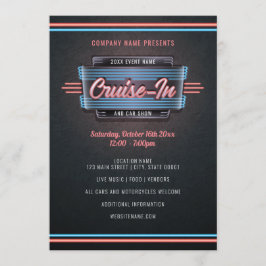 Neon Cruise-in-uitnodiging Kaart