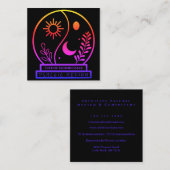 Neon Crystal Ball Psychic Medium Black Vierkante Visitekaartje (Voorkant / Achterkant)