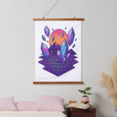 Neon Crystalscape – Vapor Gem Vibes uit de jaren 8 Hangend Wandkleed (Slaapkamer)