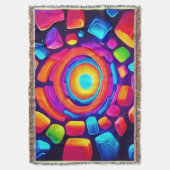 Neon Cube Vortex Art Deken (Voorkant Verticaal)