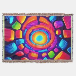 Neon Cube Vortex Art Deken