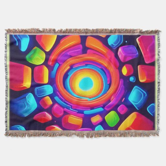 Neon Cube Vortex Art Deken (Voorkant)