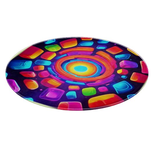 Neon Cube Vortex Art Snijplank (Hoek)