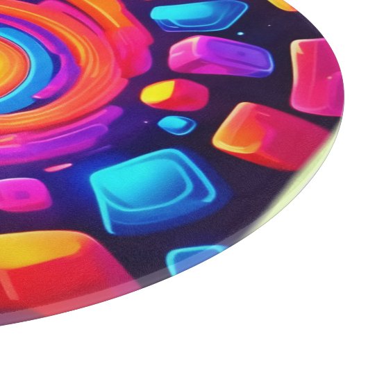Neon Cube Vortex Art Snijplank (Hoek)