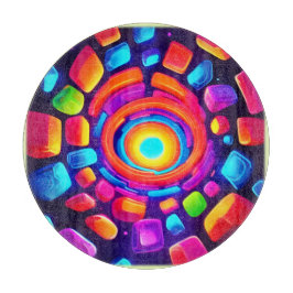 Neon Cube Vortex Art Snijplank