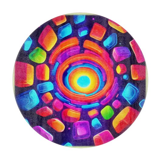 Neon Cube Vortex Art Snijplank (Voorkant)