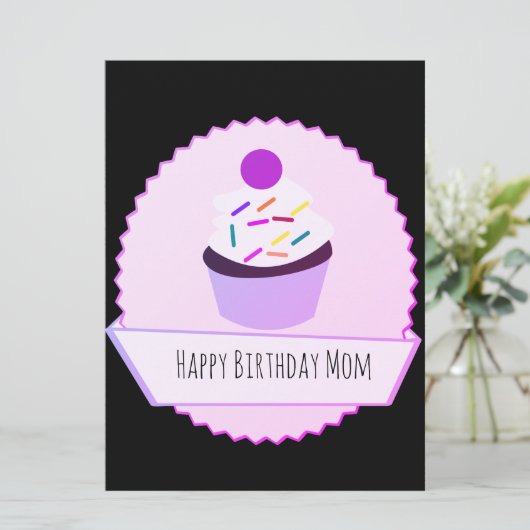 Neon Cupcake Happy Birthday Banner (Staand voorkant)
