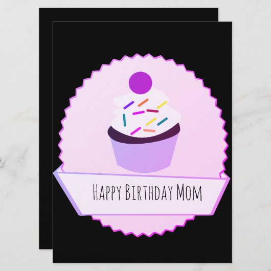 Neon Cupcake Happy Birthday Banner (Voorkant / Achterkant)