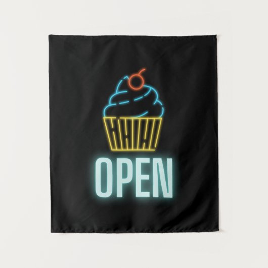 Neon Cupcake Open Sign Wandkleed (Voorkant)