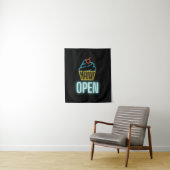 Neon Cupcake Open Sign Wandkleed (In situ)