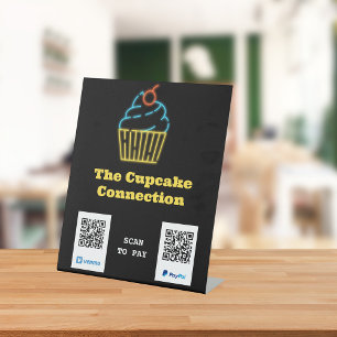 Neon Cupcake Scan om QR Code Pedestal Sign te beta Reclamebord Met Voetstuk