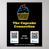 Neon Cupcake Scan om QR-code te betalen Teken Poster (Voorkant)