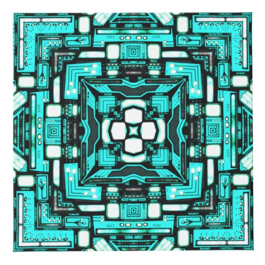 Neon-Cyaan-maginatiekubbe Kubus (Voorkant)