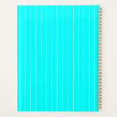 Neon cyaan wit dunne verticale gestreepte naam planner (Achterkant)