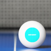 Neon Cyaan Witte Dunne Verticale Gestreepte Naam Pingpongbal (Net)