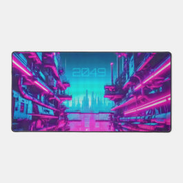 Neon Cyan Magenta Cyberpunk Cityscape Gamer Bureaumat